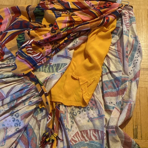 Farm Rio Colorful Banana Print Wrap Midi Skirt - Picture 7 of 11